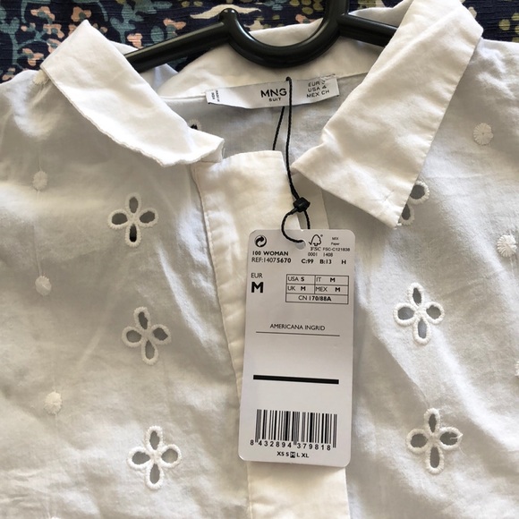 Mango white embroidered shirt - Picture 5 of 8